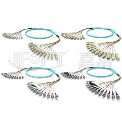 China 10 Gigabit Ribbon Branch Multimode Patch Cord 2-24 Cores OM3/OM4 Aqua LSZH Branch 2.0/3.0mm for sale