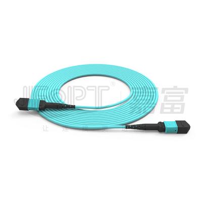 China Multimode OM3 MPO Fiber Optic Patch Cord 2.0mm Single-Tube Mini MPO Conncetor Custom Length for sale