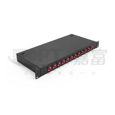 China 12 núcleos FC panel de adaptador 1U altura de montaje de rack Fibra de parche panel de cable óptico de conexión de la caja de fusión en venta