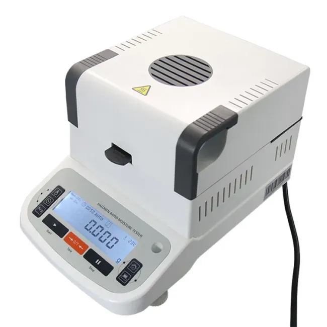 Rapid Moisture Content Analyzer side view and sample pan