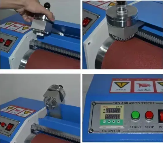 Quality control precision-calibrated wear resistance tester for elastic material testing