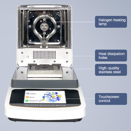 Detailed features of Automatic Speedy Moisture Tester showing interface and measurement capabilities