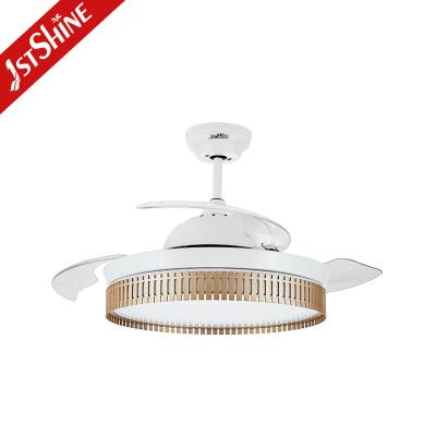 China 5 Speed Modern Retractable Ceiling Fan With 3 color LED Light for sale