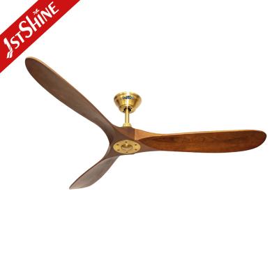 China 3 Wooden Blades Decorative 60 Inch Ceiling Fan 220V With Remote Control for sale