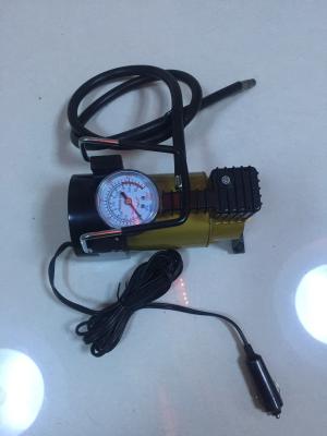 China Silver And Yellow Car Tyre Pressure Pump , Heavy Duty Power 12 Volt Air Compressor for sale