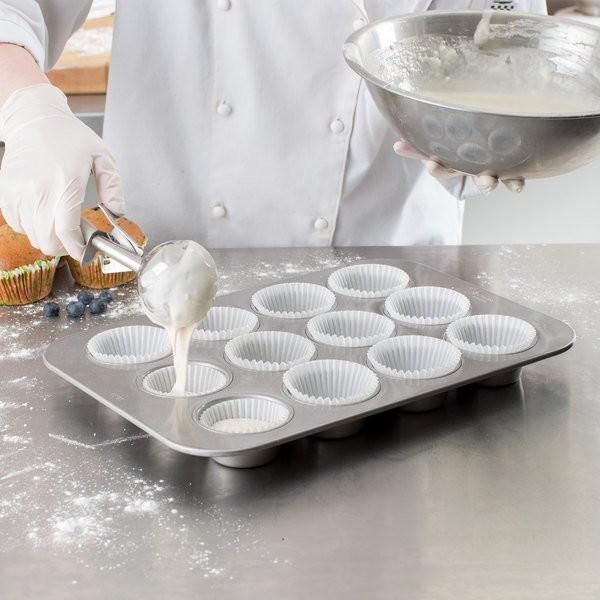 RK Bakeware China-12 Compartment Fluted 1.5mm Muffin Baking Pan Glazed Aluminized Steel 1