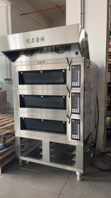 China 16.5kw 18x26 3 Deck Electric Baking Oven 9 Tray Commercial Deck Oven With Steam for sale