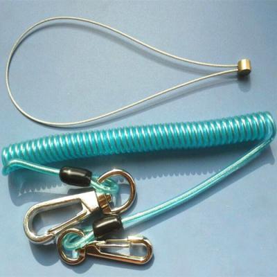 China Custom blue coil lanyard coil retention lanyard tether leash secure retainer flexi cables for sale