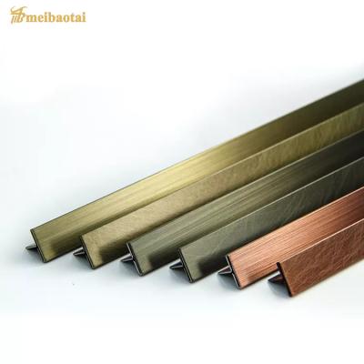 China Bronze Copper Decorative Metal Wall Tile Trim T6 Shape Stainless Steel Profile for sale