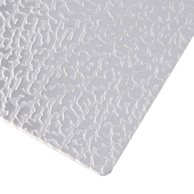 Embossed stainless steel sheet surface detail and finish