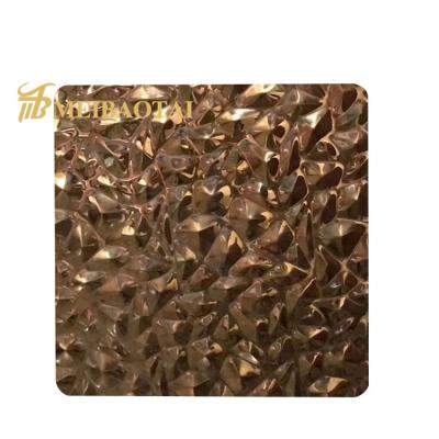 China JIS Embossed Stainless Steel Sheet Rose Gold Plating 3D Decorate SS Plate 4x8 0.65mm Thk for sale