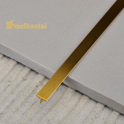 China Golden Hairline 15mm Stainless Steel Tile Trim JIS Standard PVD Coated for sale
