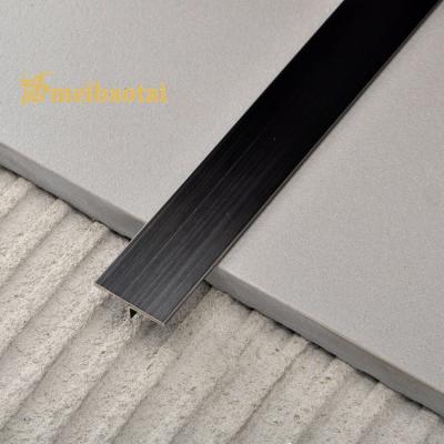 China ISO Stainless Steel Tile Trim 8mm , Black PVC Brushed Stainless Tile Trim for sale