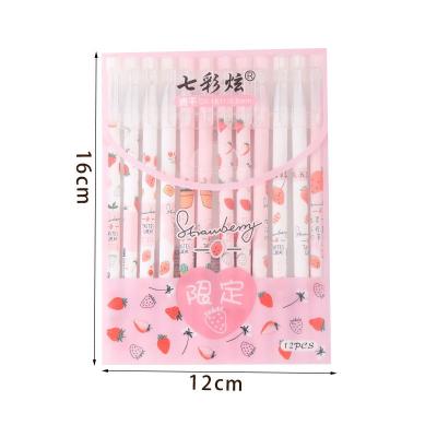 China 12pcs/box Cute Fruit Gel Pen Set for Student Writing 0.5mm Writing Width Novelty Design for sale