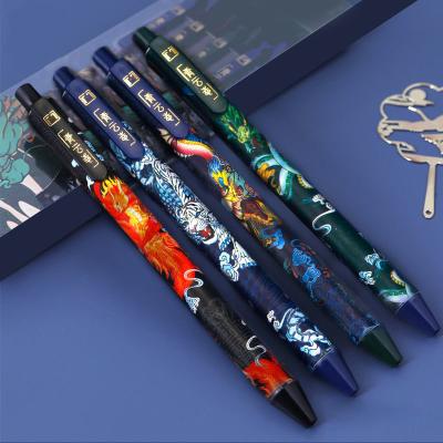 China School Stationery Creative Black 0.5mm Gel-Ink Pen Set 4pcs featuring Retro Carbon Pen for sale