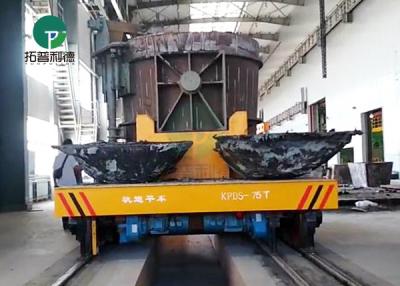 China 75 Ton Battery Powered Slope Deck Billet Paper Roll Transfer Slag Pot Carrier Truck On Track for sale
