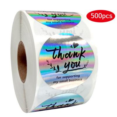 China Adesivos holográficos de agradecimento personalizados círculo impressão de etiquetas à venda