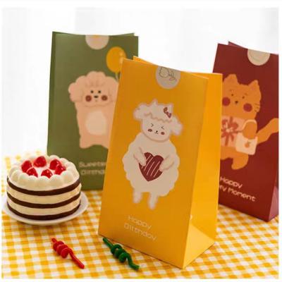 China Gelebor Kraft Paper Cartoon Disposable Food Packaging Bag For Snack Nuts Candy Bread for sale