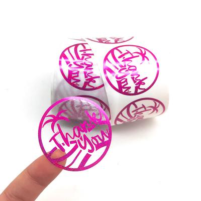 China Adesivos de agradecimento Pantone Rose Pink Círculo Estático Etiquetas imprimíveis para o seu negócio à venda