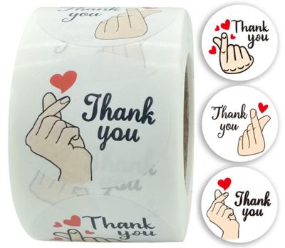 China Custom Printing Gestures Floral Thank You Sticker Labels Rolls For ordering for sale