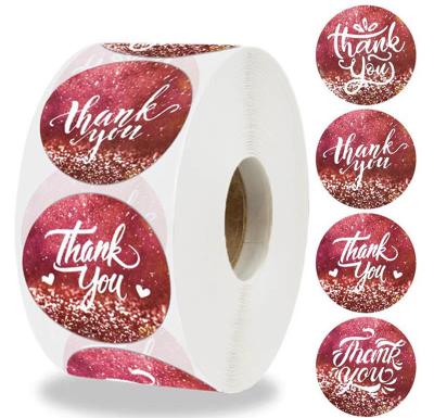 China Rolo de etiquetas adesivas de agradecimento personalizado em cores CMYK cortadas para pequenas empresas à venda