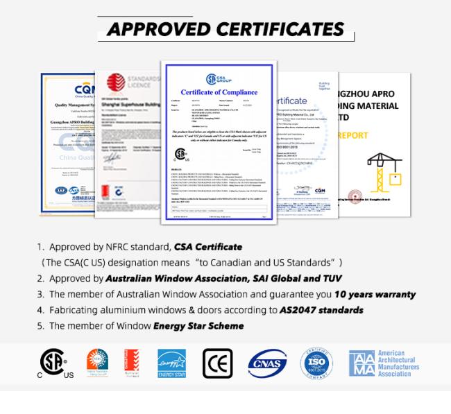 Folding door certificate picture
