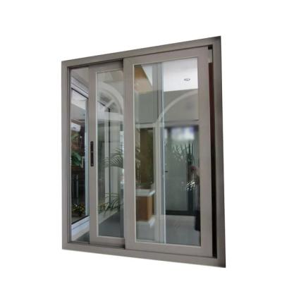 China Tinted Glass Window Tempered Glass Section Aluminum Frame Sliding Glass Window for sale