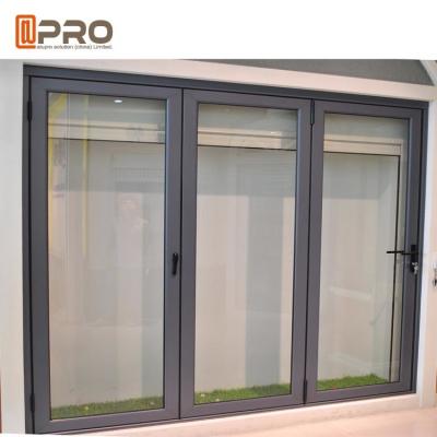 China Black powder coating commercial aluminum folding door with ready mold folding panel doors room doors folding sliding doo for sale