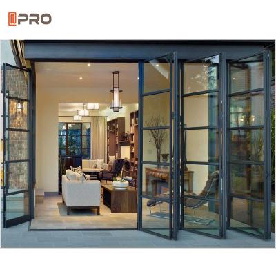 China Aluminum Luxury Steel Glass Folding Door Accordion Glass Patio Doors for sale