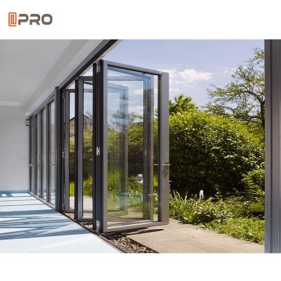China Exterior Bi Folding Glass Door Aluminium Folding Doors Saves Space for sale
