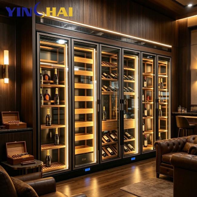 Customizable Thermostatic Wine Cabinet with Oak Racks & APP Smart Control 0