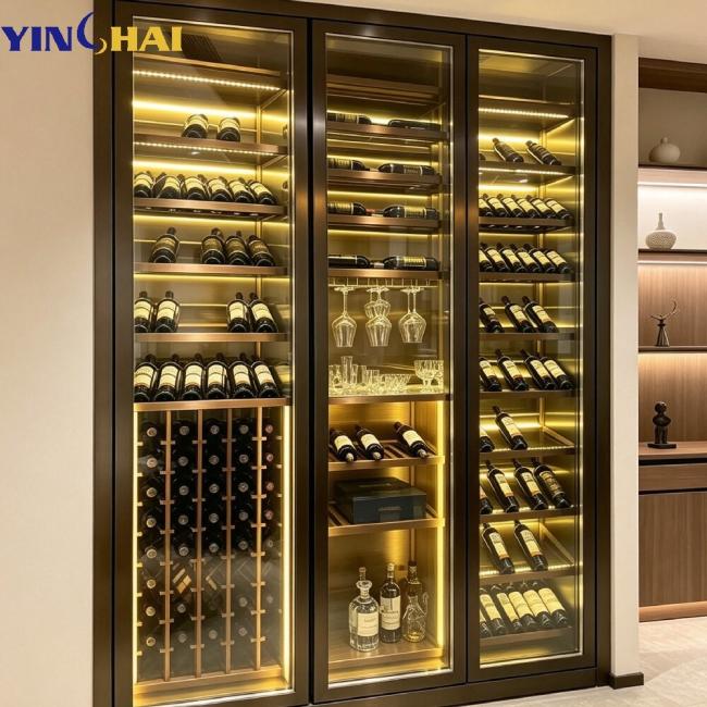 Customizable Thermostatic Wine Cabinet with Oak Racks & APP Smart Control 0