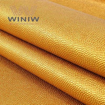 China Golden Texture Leatherette Upholstery Material Sewing Craft For Ball Pu Coated Leather for sale
