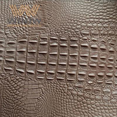 China O couro sintético elegante do crocodilo de Brown para sacos melhora os produtos que reduzem o desperdício à venda