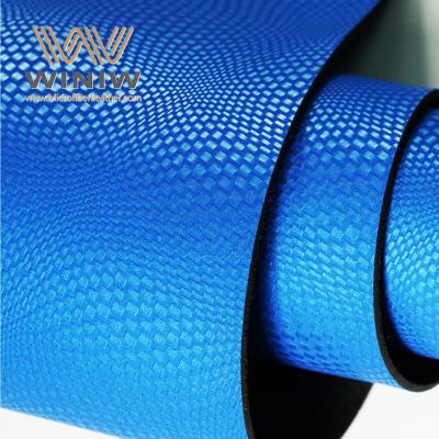 China Tecido de couro superior azul Micro Couro superior falso Material de calçado à venda