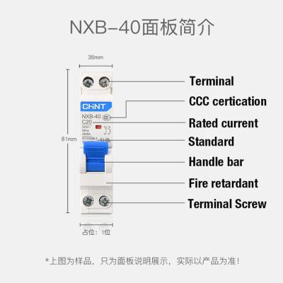 China Interruptor diminuto 6~40A de Chint NXB-40 DPN, Icn=4500A, único módulo de 1P+N 18mm para o uso da proteção de circuito AC230V à venda