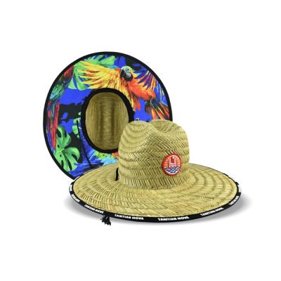 China Mat Grass Patch Straw Hat Round Shape Woven Heat Printing Bottom ODM for sale
