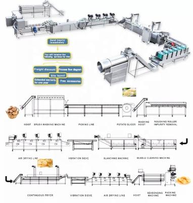 China high quality full automatic fresh frozen french fries frying production line equipment lays potato chips making machine price for sale