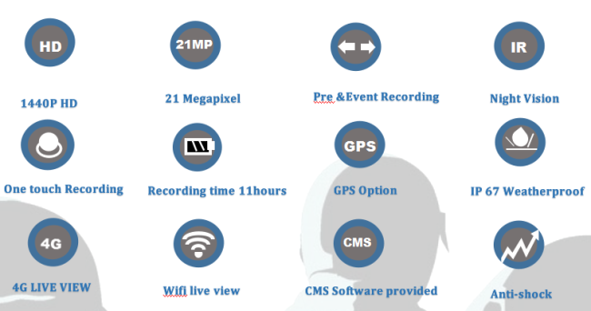 Recoda M510 32MP 1440P Police Body Worn Camera IP67 waterproof 4G WIFI GPS MINI DVR 10 Hours Battery Life