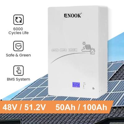 China Enook Powerwall Solar Lithium Ion Battery 48V 5Kw 10Kw 100Ah 200Ah Power Wall Mounted Lifepo4 Home Solar Energy Storage à venda