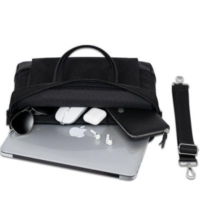 China Bolso de mensajería de portátil negro, maletín de portátil de negocios con correa desmontable para el hombro en venta