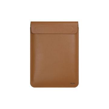 China Water Resistant Laptop Sleeve Covers PU Leather Material Brown Color for sale