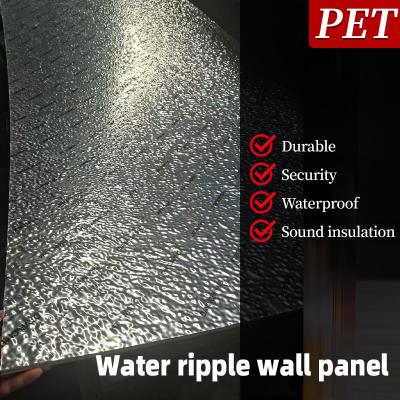 China PET 3D Water Ripple Wood Veneer 8mm High Density Bamboo Charcoal Wood Wall Panel for sale
