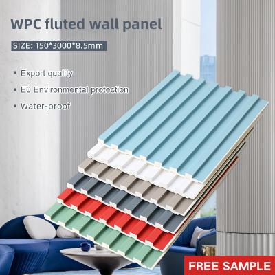 China 8.5mm Wood Plastic Grille WPC Fluted Wall Panel No Paint Waterproof for sale