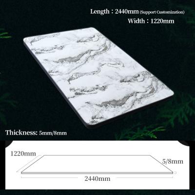 China 5/8mm 1220*2440mm Marmol Nuevos productos Panel de pared impermeable de mármol bambú carbón de madera carcasa de mármol tablero de pared en venta