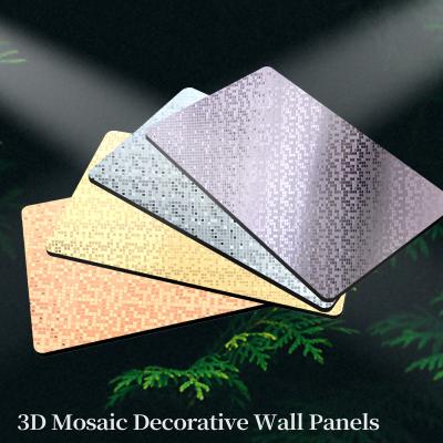 China Mosaic Wall Decor PET Wall Panel Bamboo Charcoal Fiber Wood Veneer Board for sale