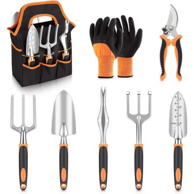 China 8-Piece High Density Garden Equipment Heavy Duty Garden Tools Set Kit With Soft Rubber Non-slip Handle for sale