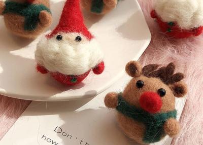 China Christmas Wool Balls Craft , Small Felt Balls Cute Santa Elk Pattern for sale