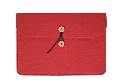 China Bolso de la cubierta de la caja de la manga del ordenador portátil del fieltro del rojo de la muestra libre con la decoración del botón en venta