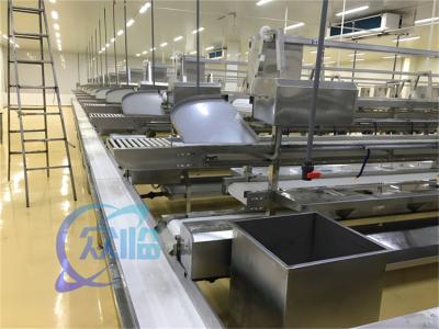 China Línea de producción de procesamiento de mariscos Banco de trabajo de acero inoxidable a medida Línea de procesamiento de pescado y camarón Cinturón transportador en venta